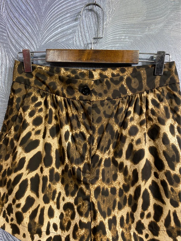 Women's Leopard Printing Shorts, Beach Holiday Sweets, Girls Mini Wear, 100% Cotton, Summer Fashion