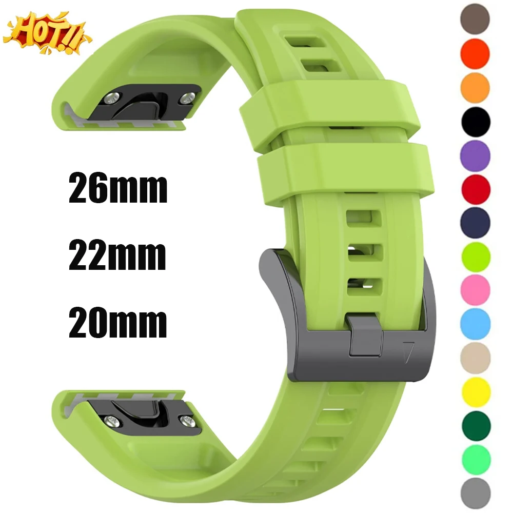 26mm 22mm 20mm QuickFit Silicone Strap for Garmin Fenix 8/Tactix 8/Enduro3/Fenix E 7X Comfortable Wristband Forerunner 965/955