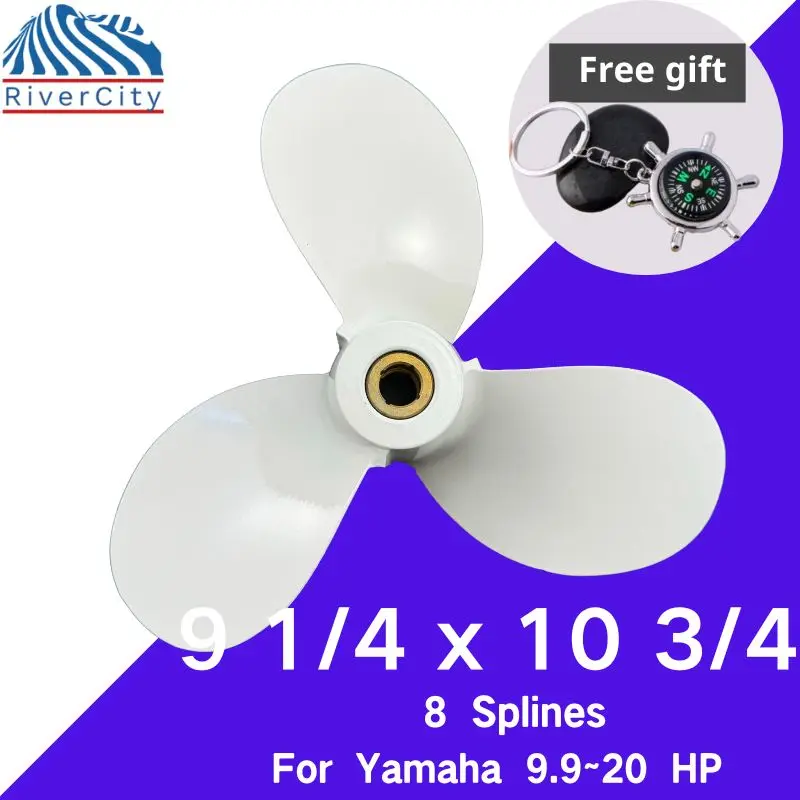 Boat Propeller 9 1/4x10 3/4 For Yamaha 9.9hp-20hp Outboard Screw 9 1/4*10 3/4Boat Motor Aluminum  Propeller 3 Blade 8 Spinle