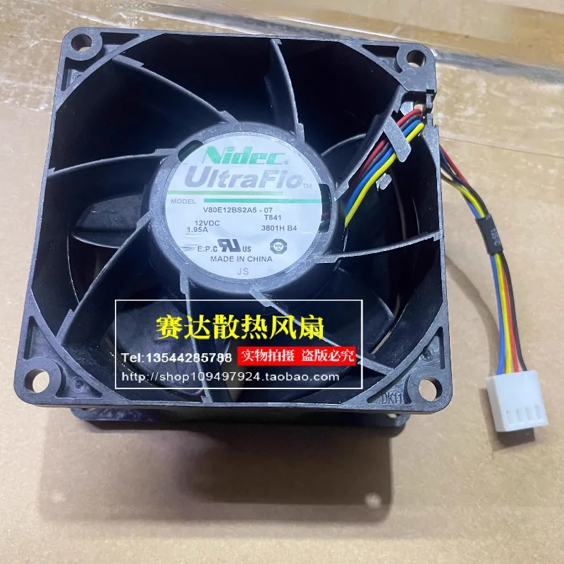 Fan for Nidec V80E12BS2A5-07 T841 8038 12V 1.95A Cooling Fan 8cm 80 * 80 * 38MM