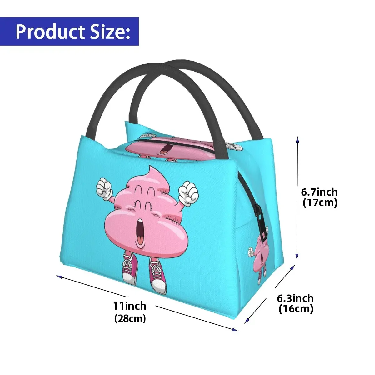 Dr Slump Arale\'s Pink Poop Lunch Bags Insulated Bento Box Waterproof Lunch Tote Resuable Picnic Bags for Woman Student School