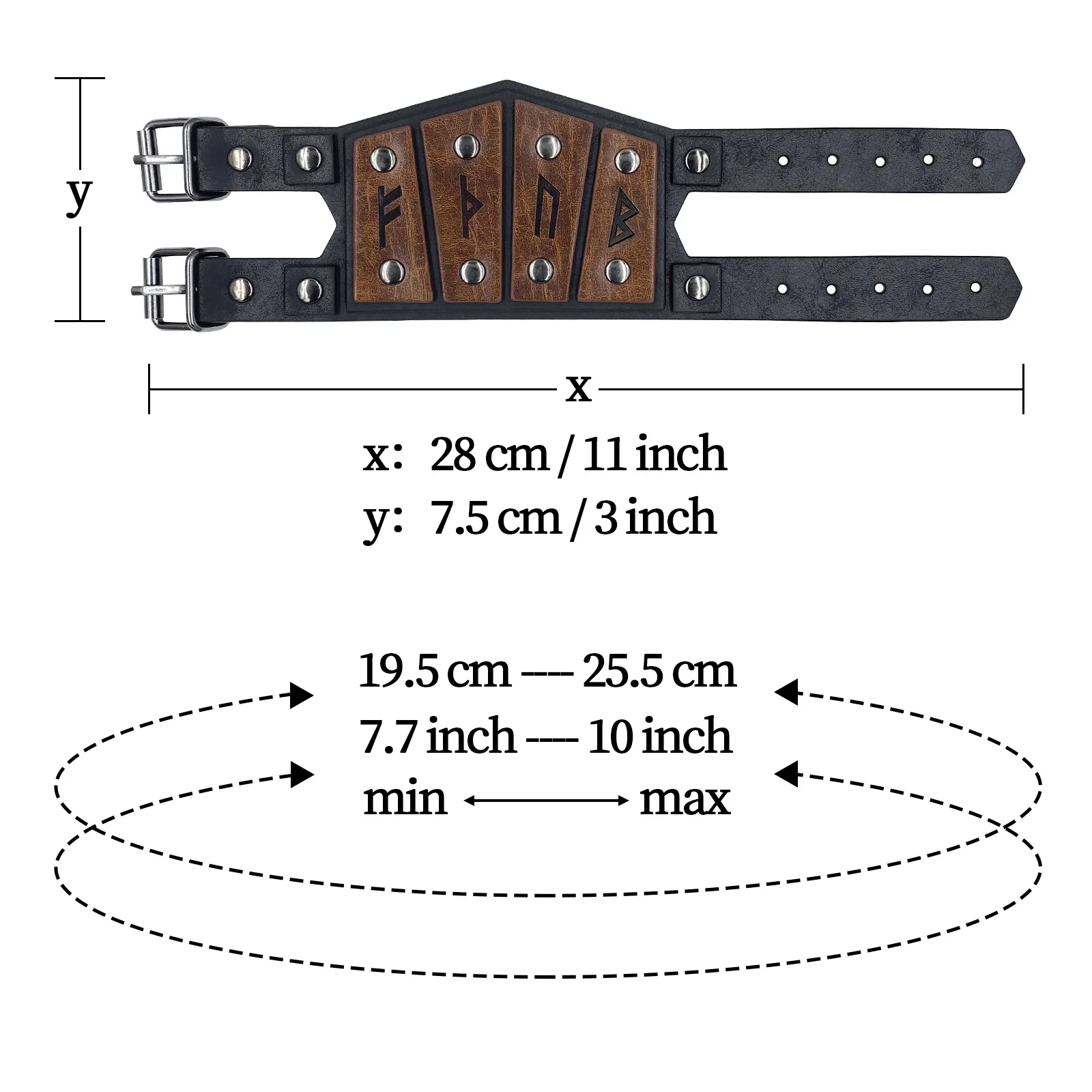 Middle Ages Rune Men\'s Leather Bracelet Nordic Viking Style Retro COSPLAY