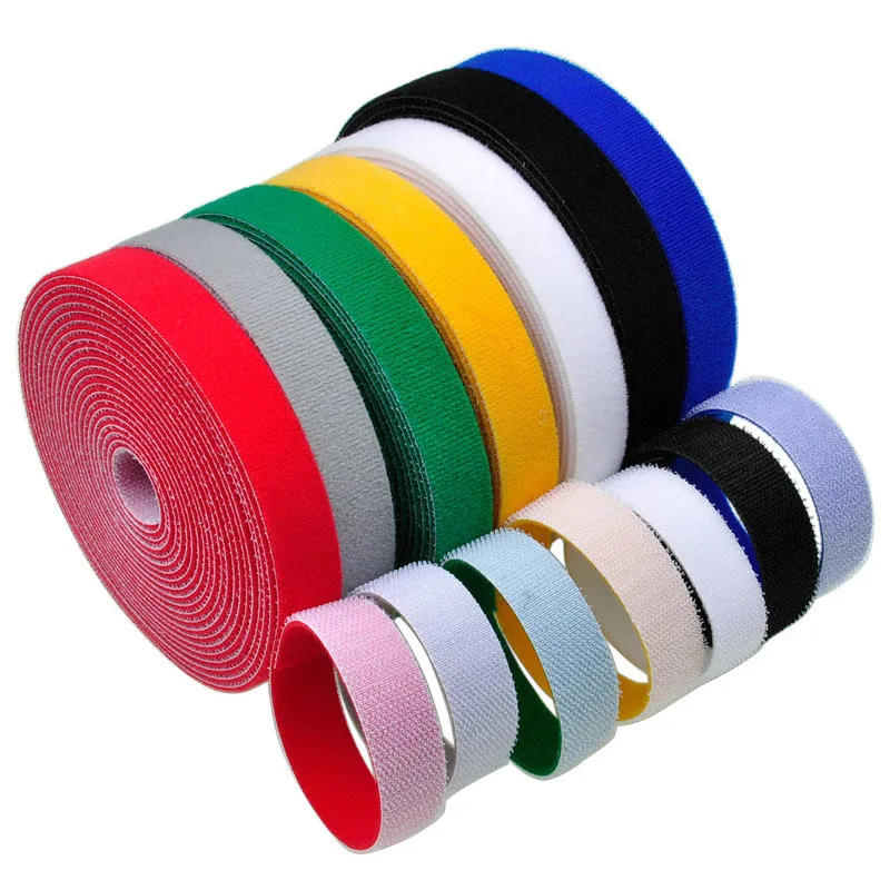 5M/Roll W10-25mm Strap Adhesive Fastener Tape Cable Ties Reusable Double Side Hook Loop Cable Tie Wires Management Strap