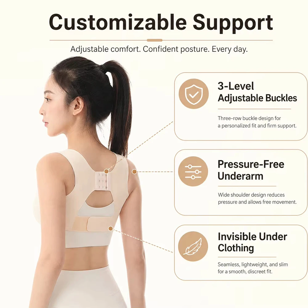 Back Brace Posture Corrector For Women Invisible Adjustable Comfortable Hunchback Slouching For Neck Shoulder Back Straightener view 4