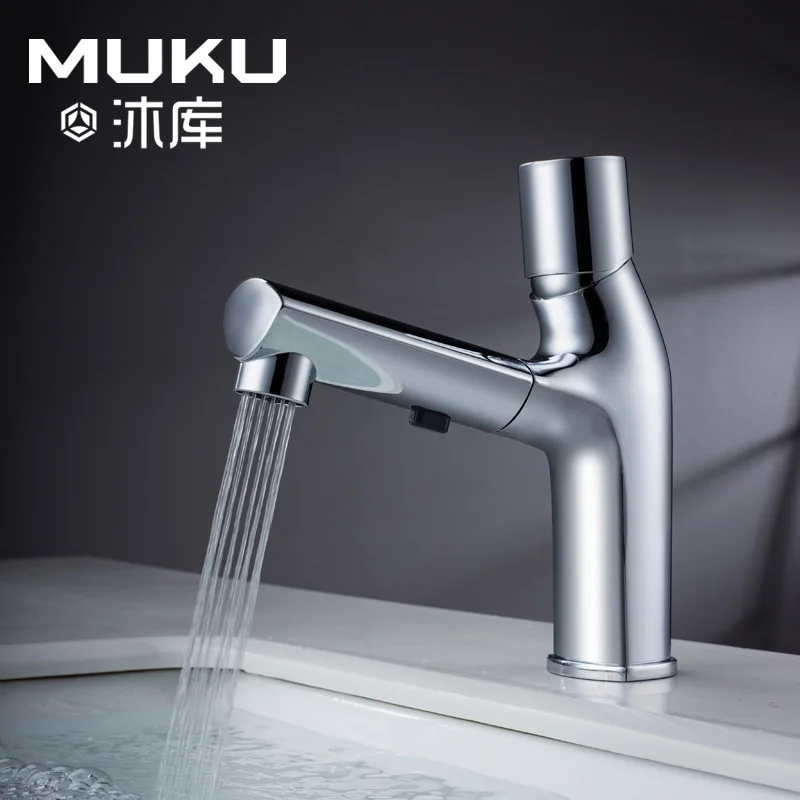 

Muku Chrome Put Out Faucet For Bathroom All Copper Toilet Cold And Hot Water Mixer Tap Basin Under The Washbasin Black Faucet