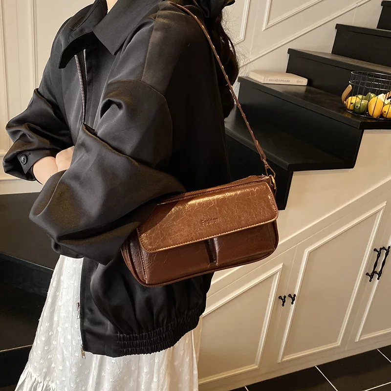 

2025 Women's Underarm Bag, PU Leather Multi-way Shoulder Crossbody Purse, Small Square Bag for Daily Commute & Casual Outing