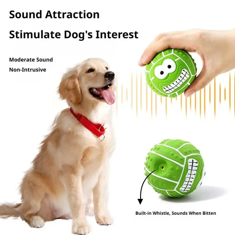 1/2Pcs Smiley Face Latex Squeaky Toy - Pet Chew Ball for Dogs, Helps with Teeth Cleaning & Grinding, Durable Latex Material,