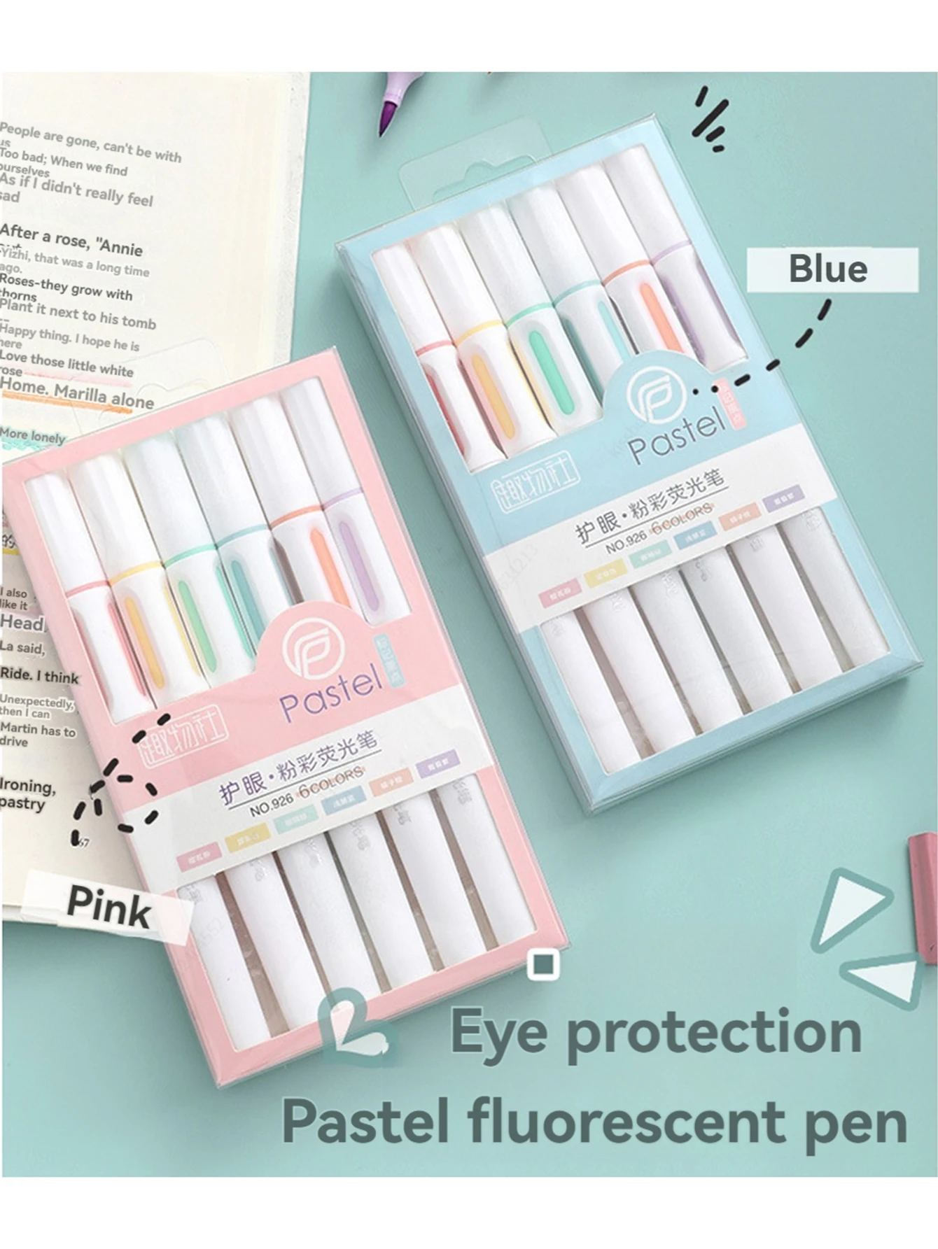 

Aesthetic Highlighters, 6 pcs, Brush Tip, Pastel Colors, No Bleed Bible Highlighter Pastel,Assorted Colors,Quick Dry