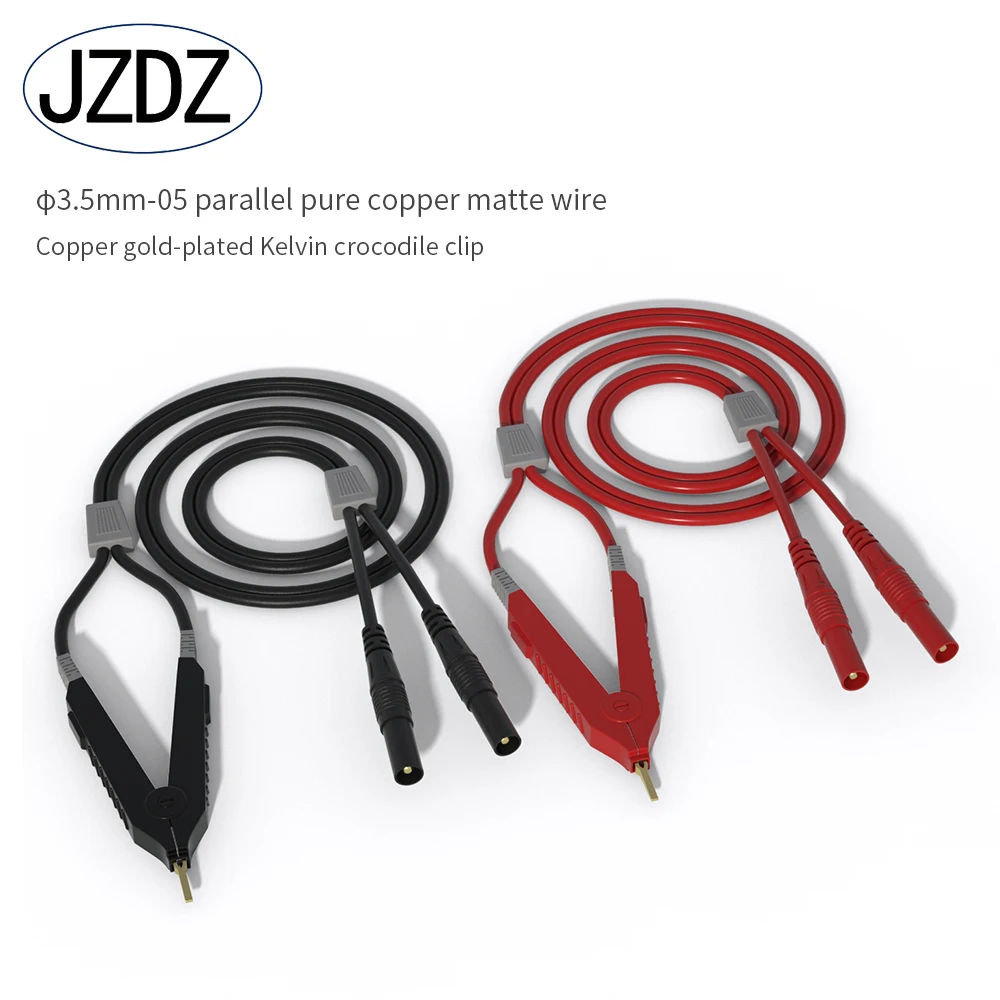 JZDZ Kelvin Test Lcr Lead Bottom Resistance 4-wire 4mm Safety Banana Plug Kelvin Clip Orichalum Plating Kelvin Probes J.70075