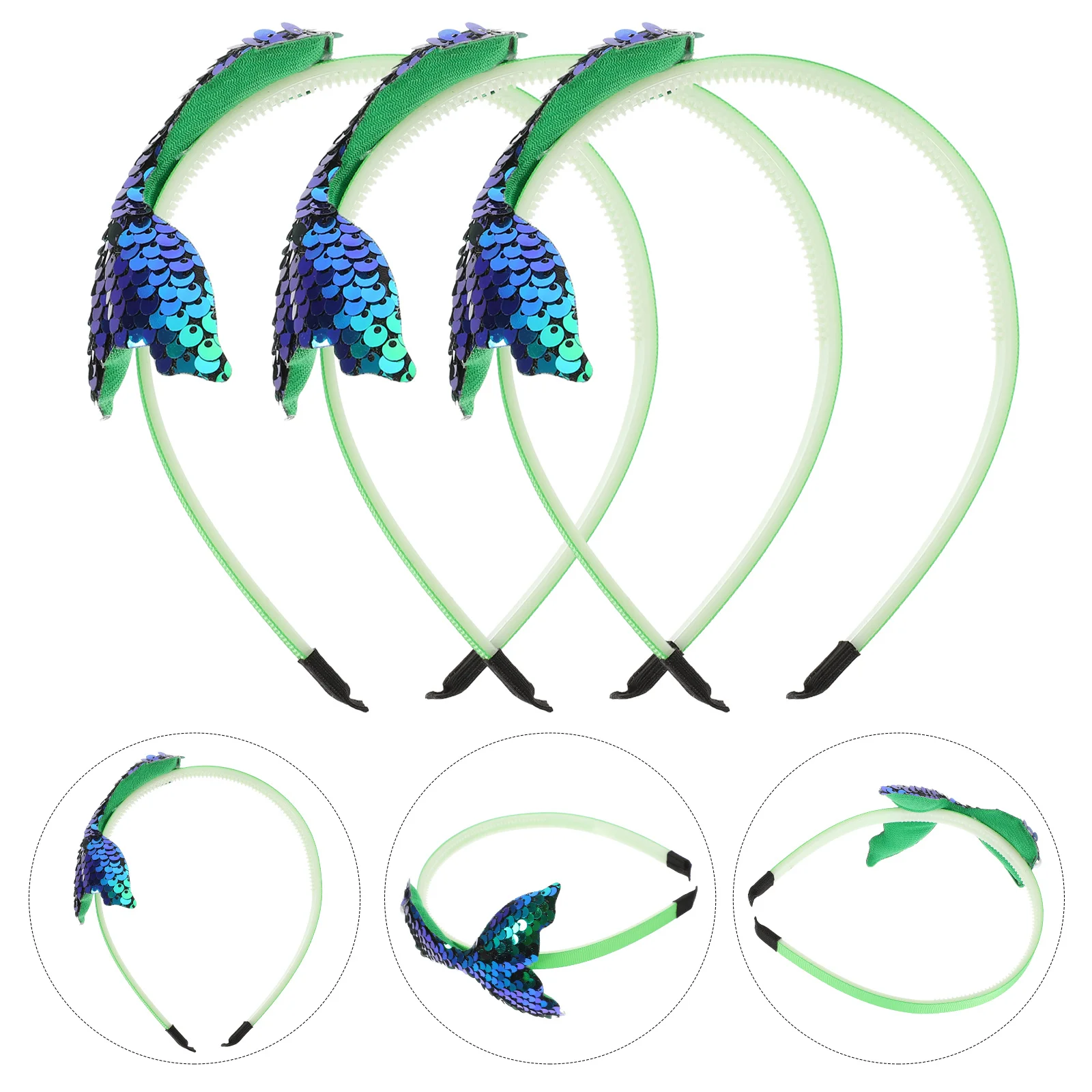

3Pcs Girls Headbands 8-12 Sparkling Mermaid Hair Accessories Shimmering Headband for Daily Wear Parties Ceremonies Birthday