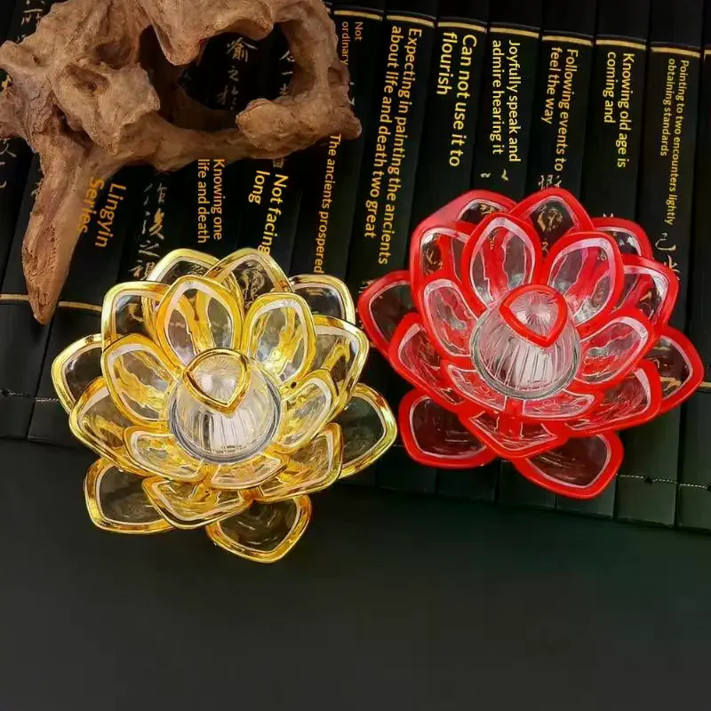 LED Lotus Candle Lamp Electronic Flameless Candles Tabletop Night Light For Temple Desktop Centerpiece