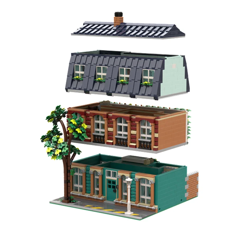 3332 Uds. Edificios modulares escolares MOC, bloques de construcción DIY, juguete creativo de Navidad para niños, construcción de regalos