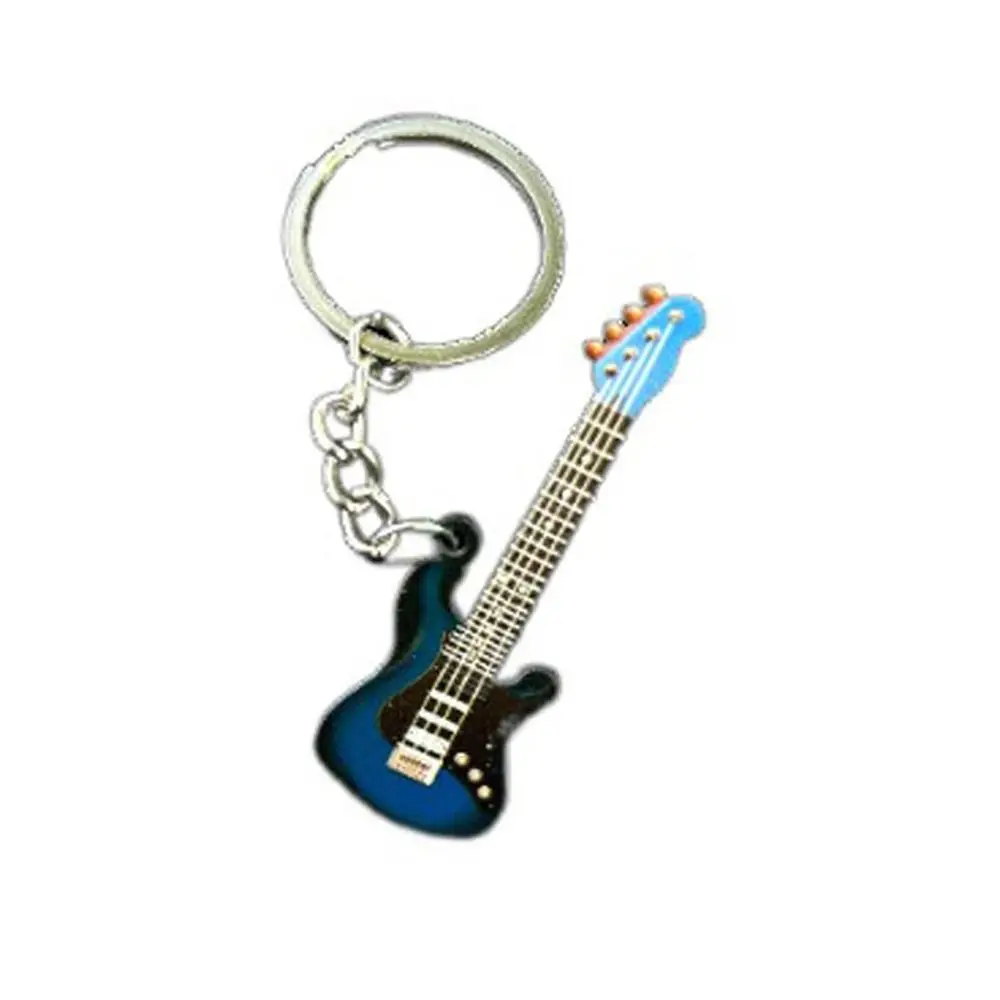 Hip Hop Guitar Key Chain Colorful Metal Guitar Keyring Creative Cool Musical Instrument Keychain Bag Pendant