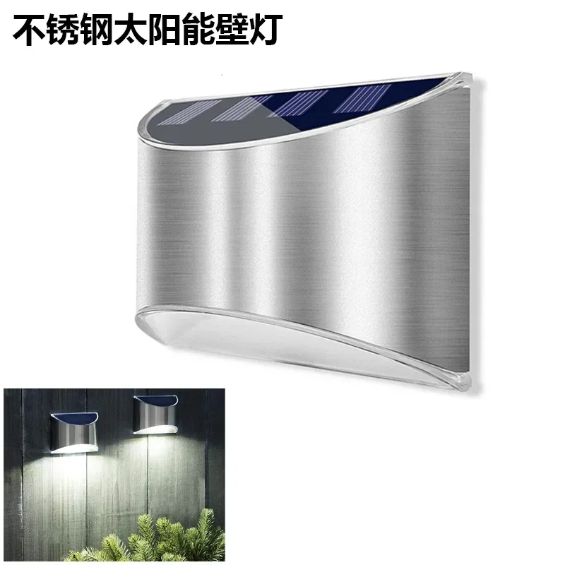 Outdoor LED Solar Light Waterproof Garden Stainless Steel Wall Light Street Light for Fence Terrace Decor Front Door Deck Lights