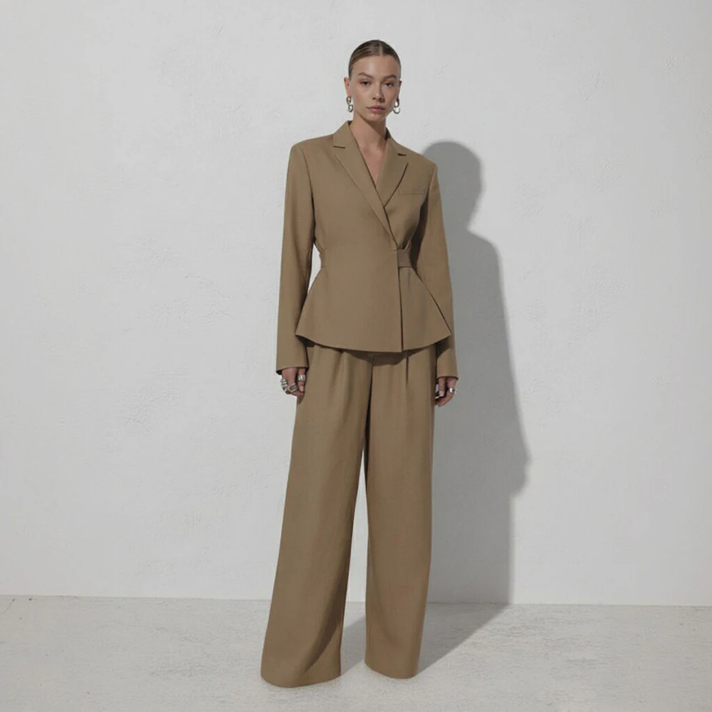 Casual Plus Size Suit Trousers Spring Dress Regular Fit Style Women's Fashion Big Size Set Long Pants Ensemble