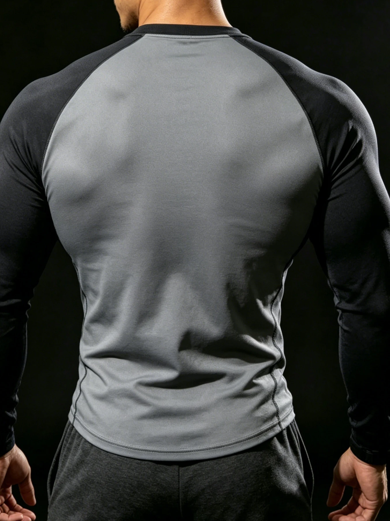 High-conversion Extended Title: Solid Color Contrast Raglan Long Sleeve Men T-shirt Light Quick-dry Knit Fabric Daily Outdoor