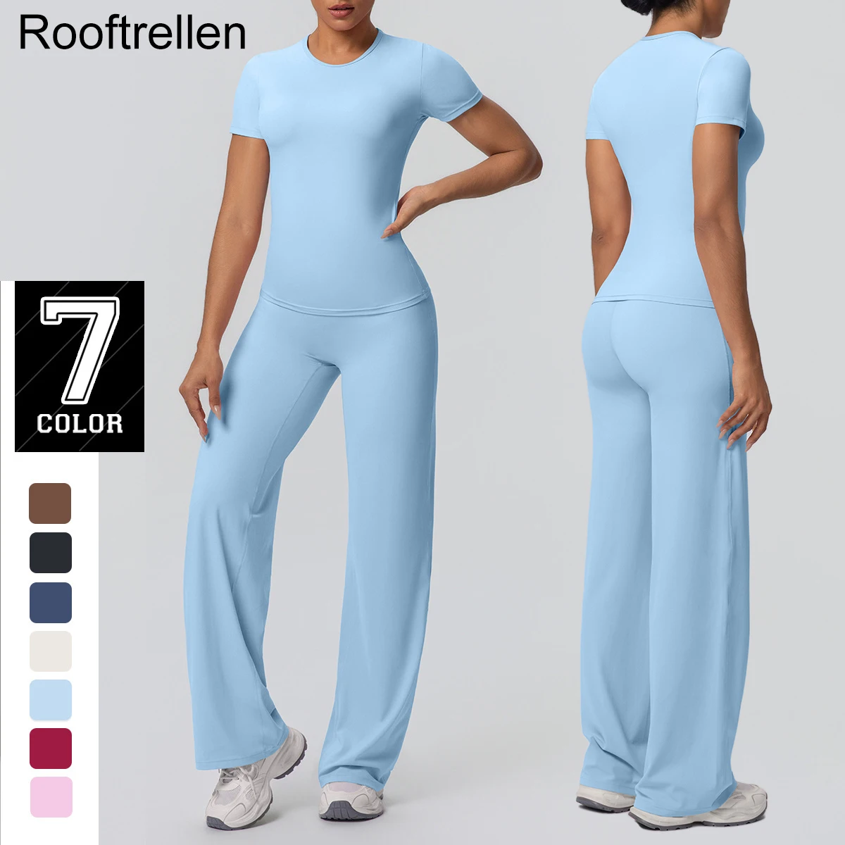 

Женская спортивная одежда из 2 предметов, комплект для йоги, рубашки для бега в тренажерном зале, футболка, быстросохнущий топ для тренировок, дышащие широкие брюки с эффектом пуш-ап, комплект для йоги