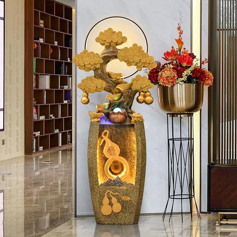 Fortune Tree Landscape Feng Shui Wheel Lucky Flow Circulating Water Ornament Shop Housewarming Opening Gift Ornament