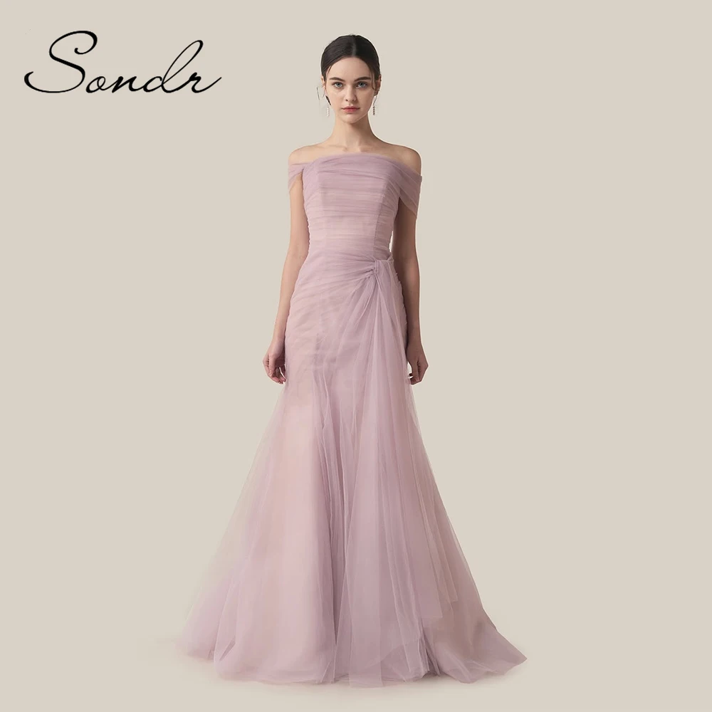 Sondr Gaun Pernikahan Mandiri Korea Elegan Gaun Pesta Pernikahan Panjang Lantai Bahu Terbuka Gaun Resepsi Khusus Pemotretan
