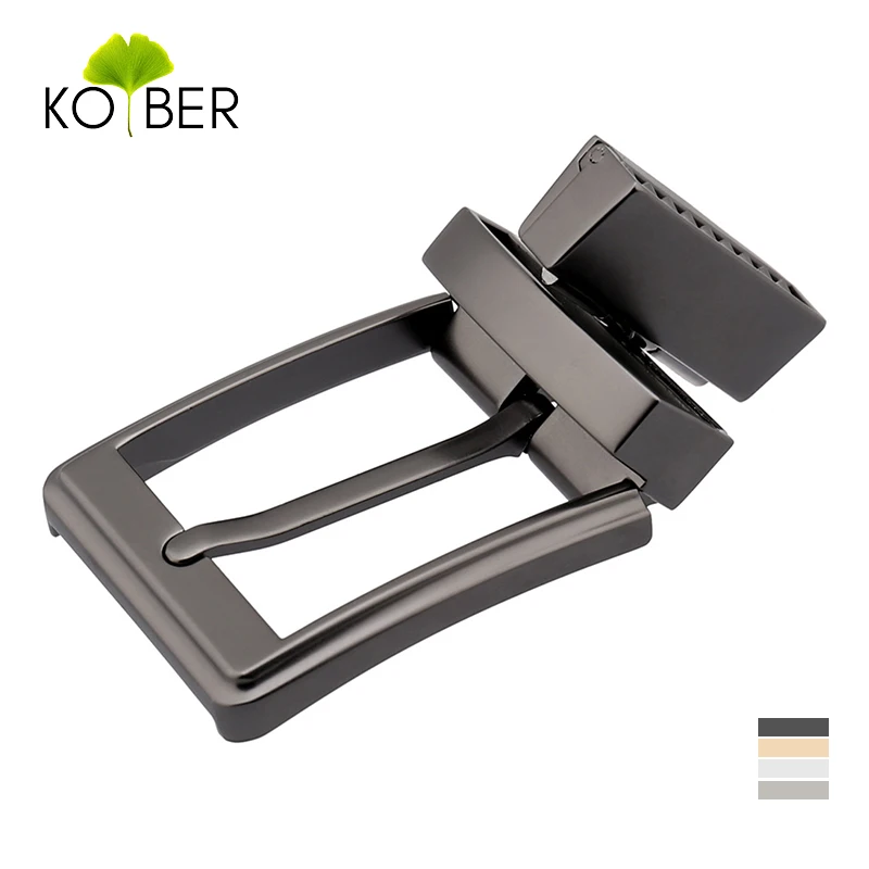 KOLBER Fashion Men's Belt Buckle High Quality Zinc Alloy 3.5cm Reverse Buckle Smooth Silver Belt Pin Buckle for Trousers Male