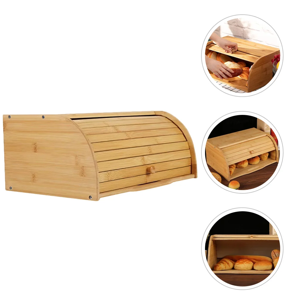 

Bamboo Crisper Box Bread Container Loaf Storage Boxes for Kitchen Counter Extra Large Holder with Lid Bakery