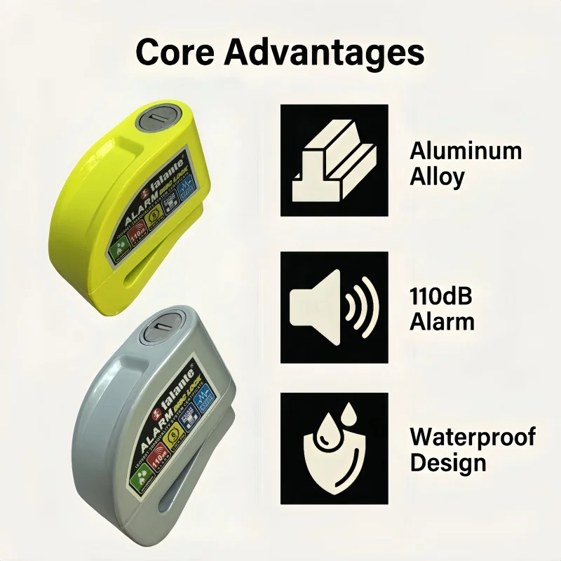 Waterproof Motorcycle Scooter Disc Brake Alarm Lock Anti-Theft Bicycle Wheel Security Protection with 2 Keys 6 Colors - view 6