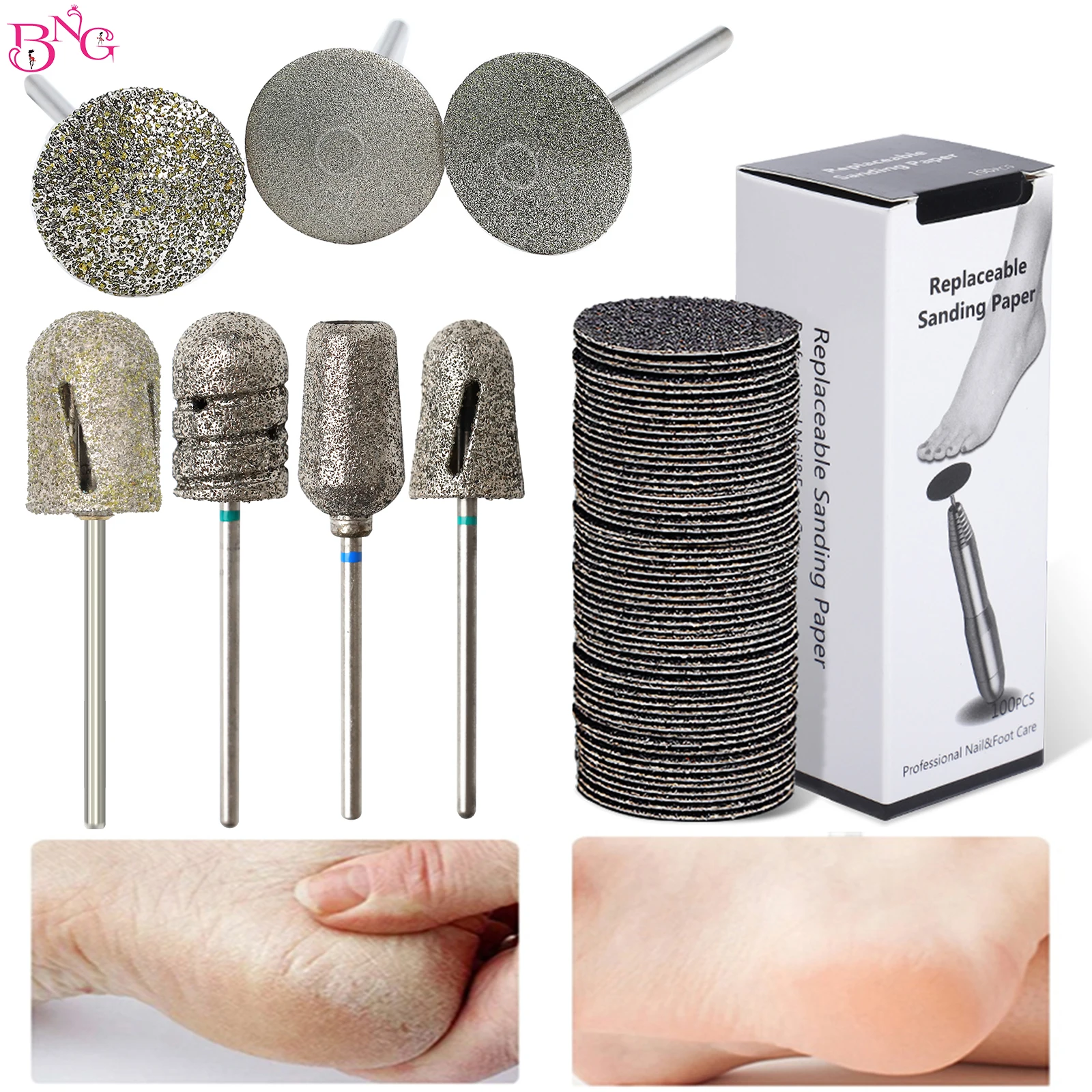 Coarse Diamond Feet Nail Drill Bits Cutter Rotary Burr Foot Cuticle Manicure Pedicure Disc Tools Accessories Nail Mills Umbrella