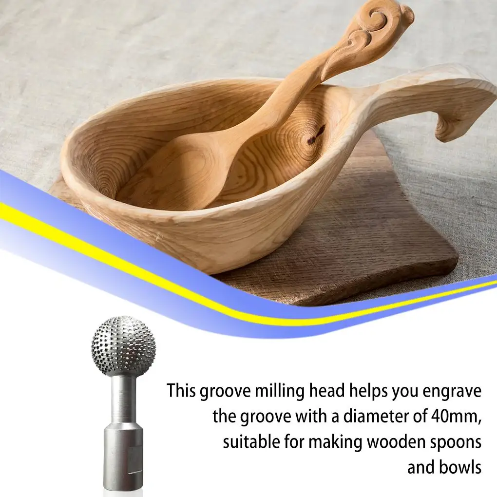 Ball Gouge Spindle Woodworking Polishing Power Grinding Head 40mm Diameter Professional Crafting Attachment 10/14mm