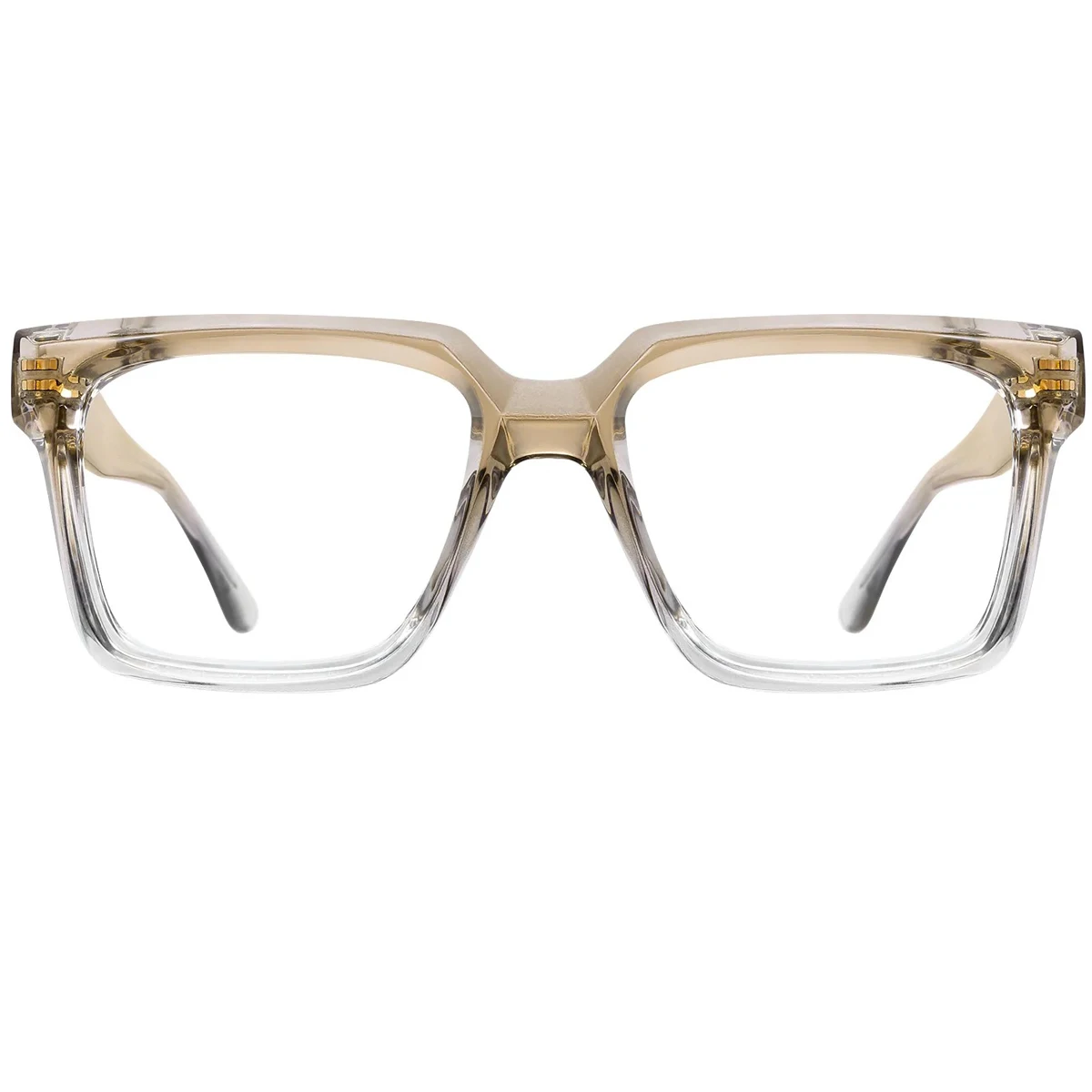 FYTOO Unisex Light Brown Gradient Square Glasses Classic Elegant, Fit Daily/Business, Elevates Style Easily Durable Plastic.