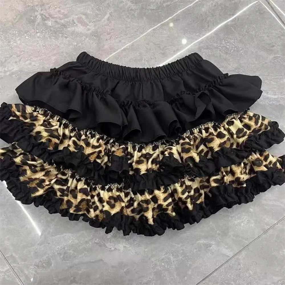 Hot Girl Y2K Fashion Punk Vintage Short Fluffy Skirt Leopard-print Cake Skirts Women Japanese Harajuku Subculture Soft Skirts