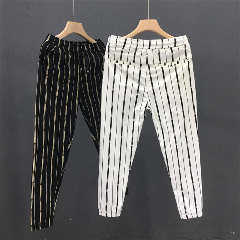 لربيع وصيف جديد Sweatpants الرجال الهيب هوب شخصية مخطط Pants غير رسمية للرجال 2023