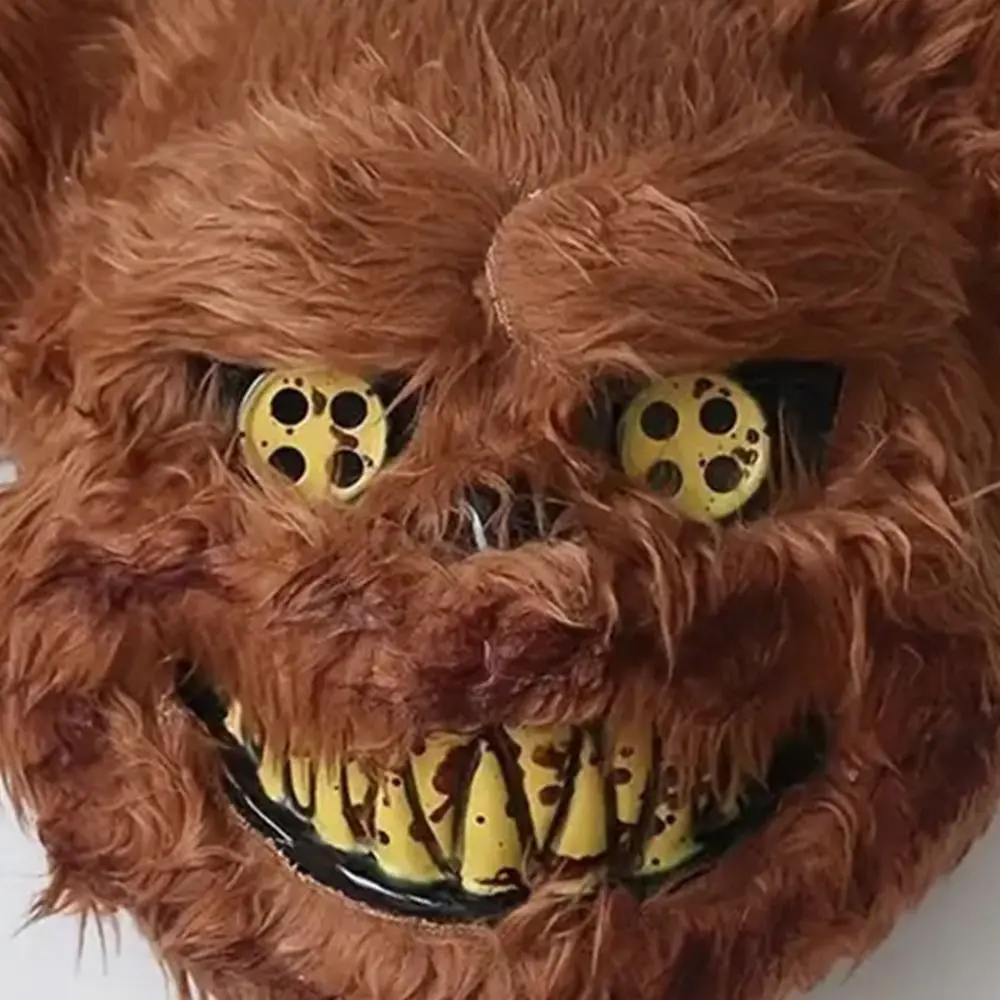 Scary Halloween Mask Realistic Exposed Teeth Bloody Plush Bunny Mask Stage Performance Props Creativity Bloody Bear Mask Men