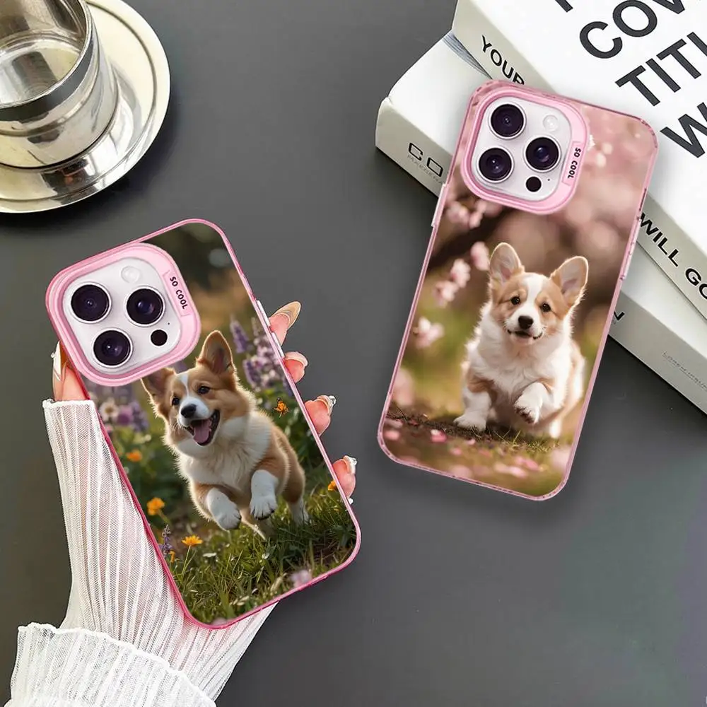 

Cute Corgi Phone Case For iPhone 16,15,14,13,12,11,Mini,Pro,MAX Pink Matte Shockproof Cover