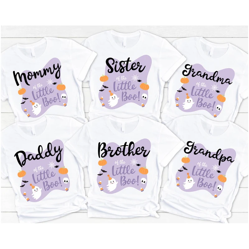 Little Boo Is ONE verjaardag shirts-familie van de 1e verjaardag T shirt Halloween verjaardag shirt Spooky One, moeder vader Nana T-shirt