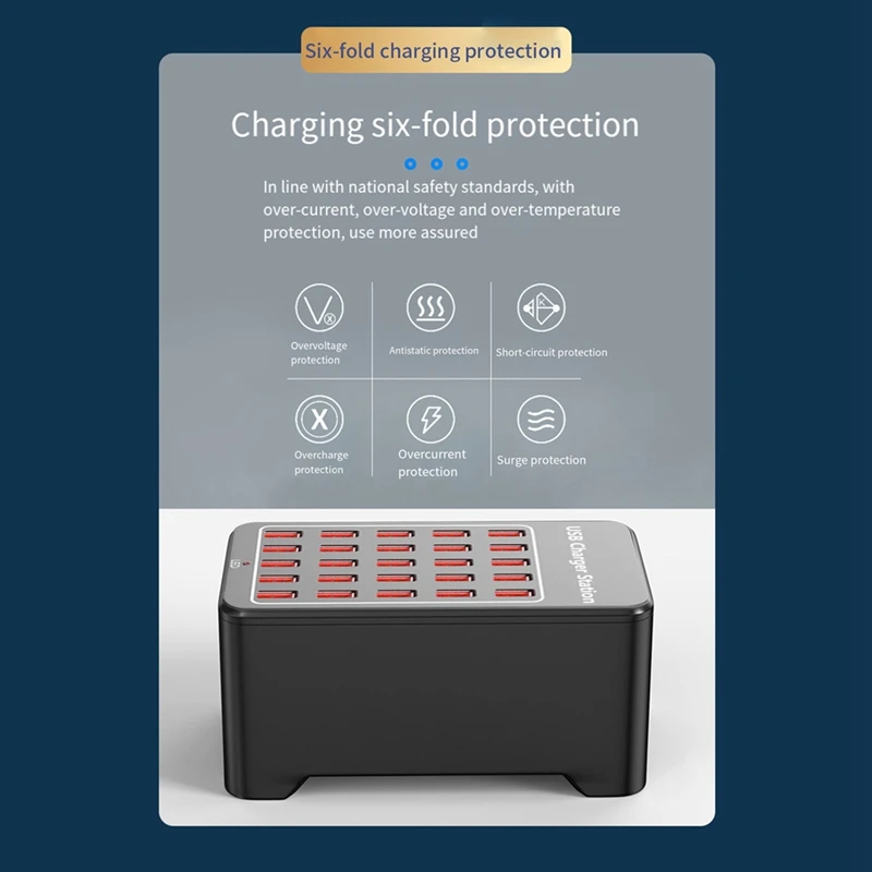 USB Charger 25 Ports HUB 150W Universal Wall Desktop Fast Charging Station Dock For Mobile Phone Power Adapter US Plug