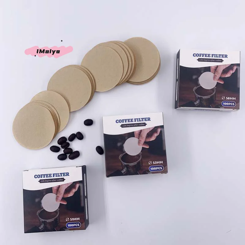 Picture 3: 100 Sheets round Coffee Filter Paper for Espresso Machines 51/53/58mm Portafilter Basket Compatible with Moka Pots