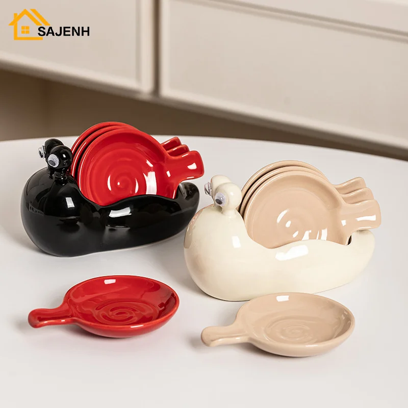 

Snail Ceramic Small Dish Household Flavor Dish Hot Pot Dipping Dish Cute Creative Soy Sauce Dish Seasoning Vinegar Dish