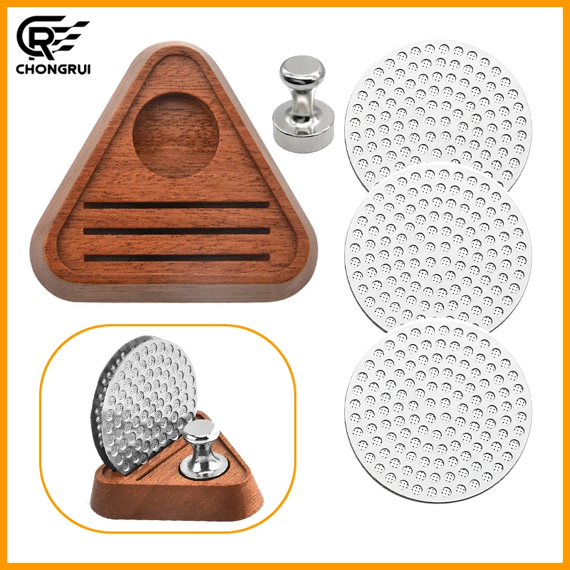 Juego de Filtros de Café con Soporte de Almacenamiento, Compatible con Portafiltros de 51/53/58 mm, 3 Piezas de Filtro de Café Reutilizables con Herramienta de Extracción Magnética