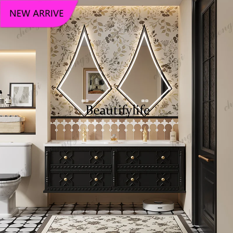 Gabinete de Baño Moderno con Espejo Estético CC, Gabinete de Baño Flotante Vintage, Gabinete Flotante de Lujo, Muebles Modernos
