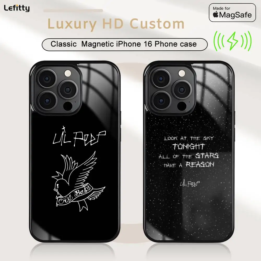 Singer Rapper-funda de teléfono L-Lil Peep para IPhone 16, 15, 14, 13, 12, 11 Pro Max Plus, Mini funda de carga inalámbrica Magsafe magnética