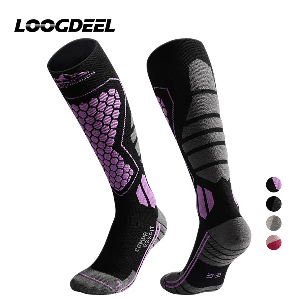 

LOOGDEEL Winter Warmth Wool Ski Socks Compression Anti-sprain Quick-drying Non-slip Outdoor Sport Long Tube Snow Socks Men Women