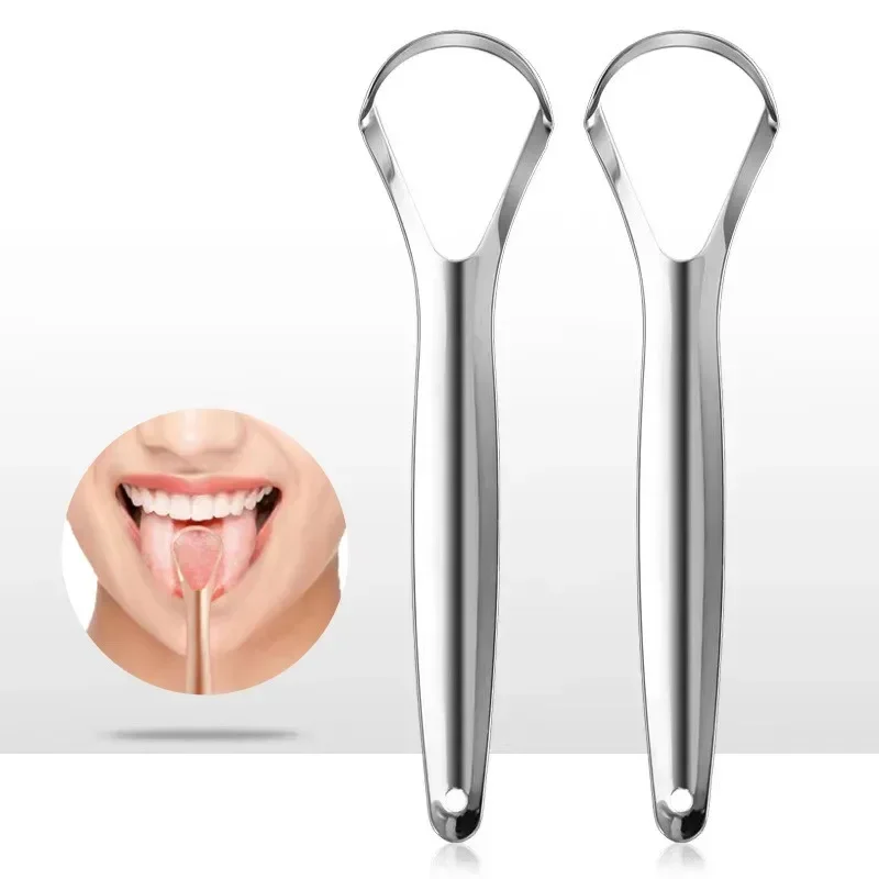 Portable Single Layer Tongue Scraper Reusable Stainless Steel Oral Mouth Brush Case Non-slip Handle Tongue Scraper Tongue Clean