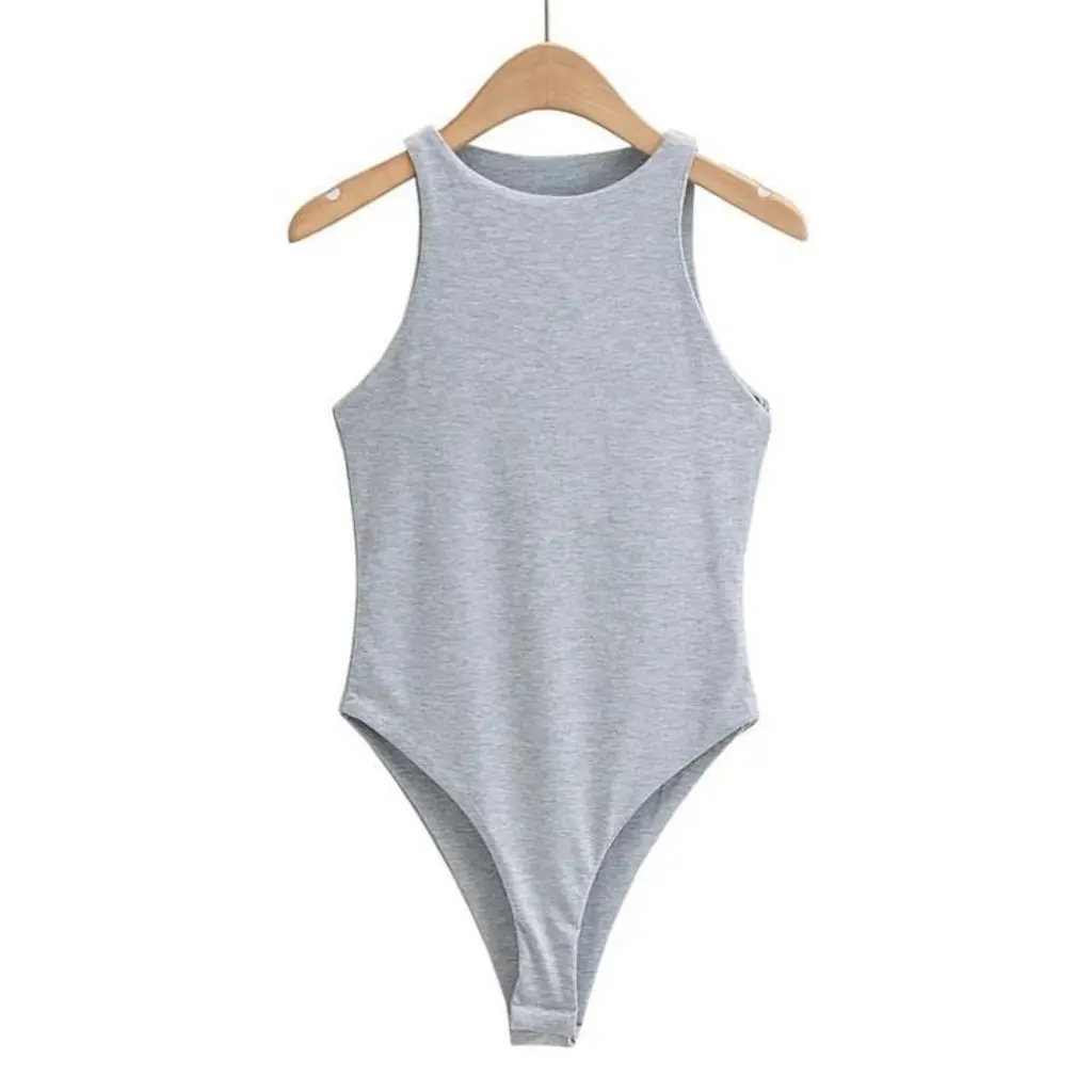 

European And American Style Sexy Double-Layer Sleeveless Tank Top Bodysuit round Neck Tight-Fitting Base Shirt for Summer