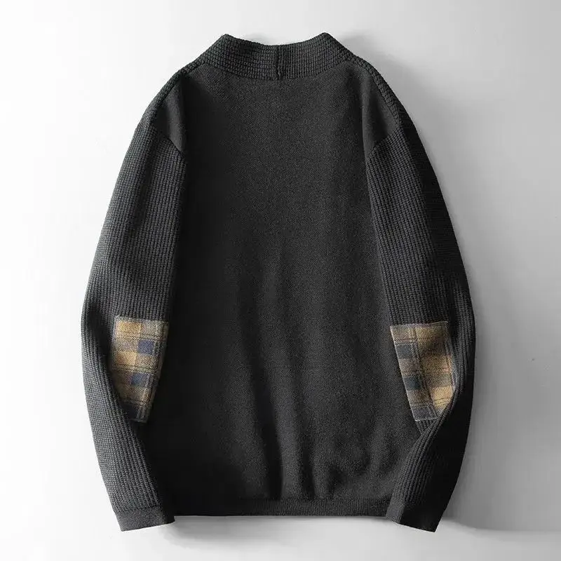 2023 Autumn and Winter High-end Fashion Casual Business V-neck Pit Striped Patchwork Contrasting Loose Oversize Knitted Cardigan