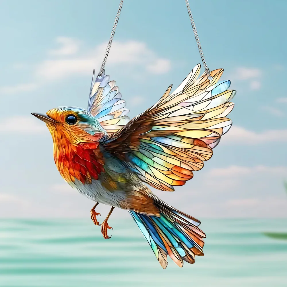 Charming Robin Bird Suncatcher - Acrylic Wall Art, Perfect Gift for Men & Women, Ideal for Garden, Home Office Decor