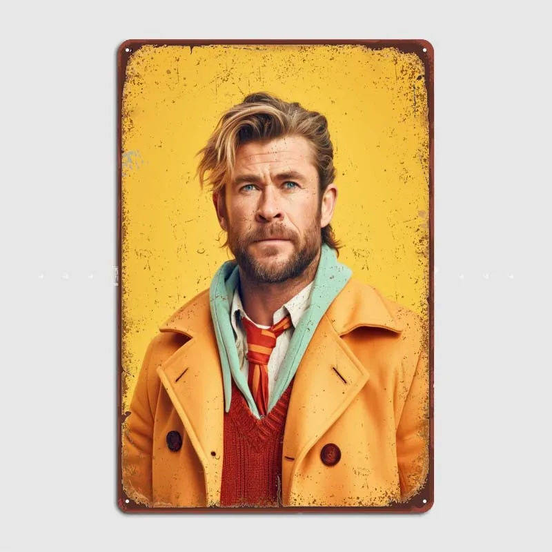 Chris Hemsworth Fashion Vintage Decoration Tin Metal Sign Custom Decoration for Home Decor Items Man Cave Metal Wall Art Mural