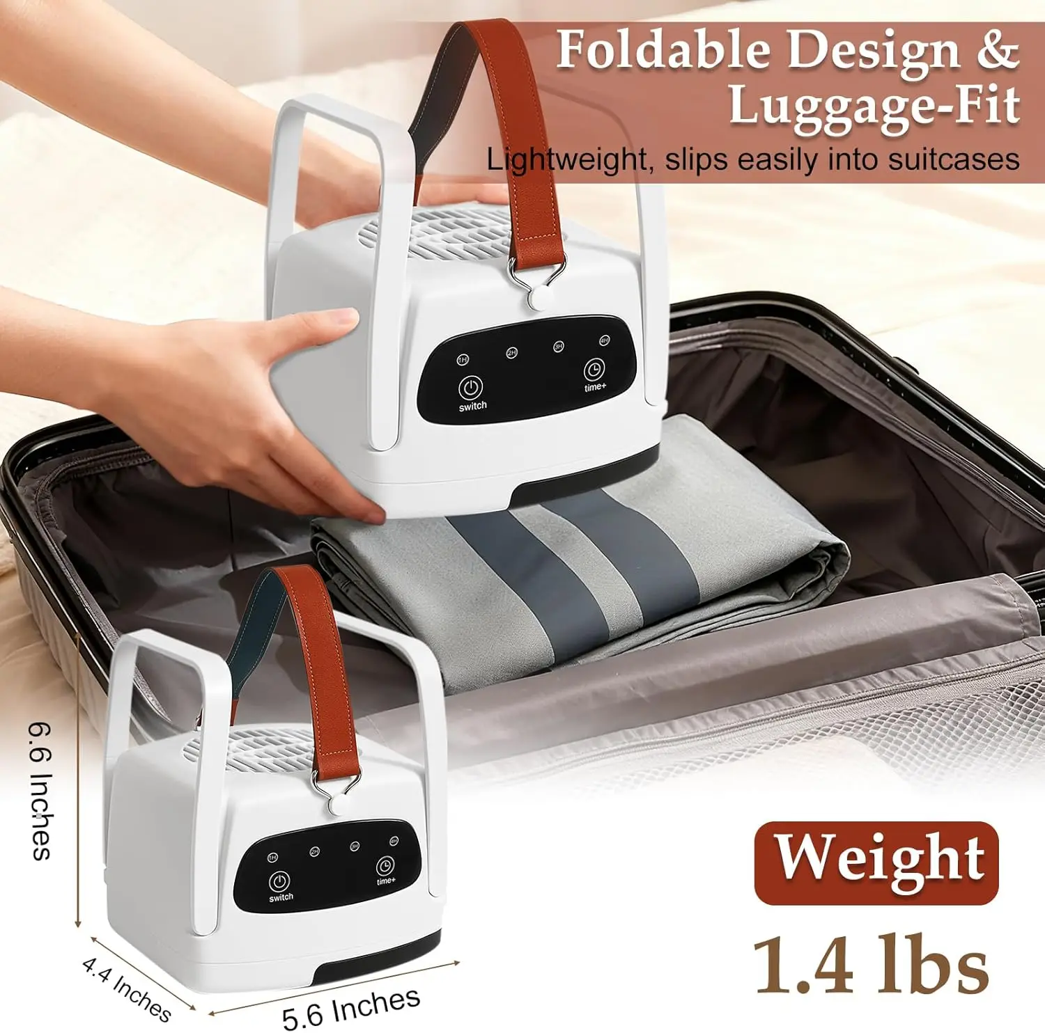 مجفف ملابس صغير محمول، 140 ° مجفف كهربائي F 300W للسفر والشقة والمركبات الترفيهية - يحمل 7 عناصر (أزرق)