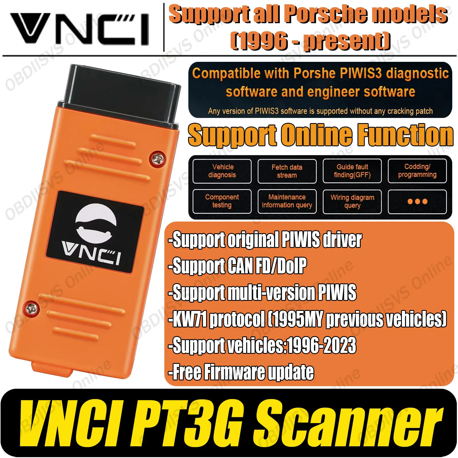 VNCI PT3G Diagnostic Scanner For Porsche PIWIS Automobile Interface Scanner Compatible original PIWIS driverFor Porsch vehicle