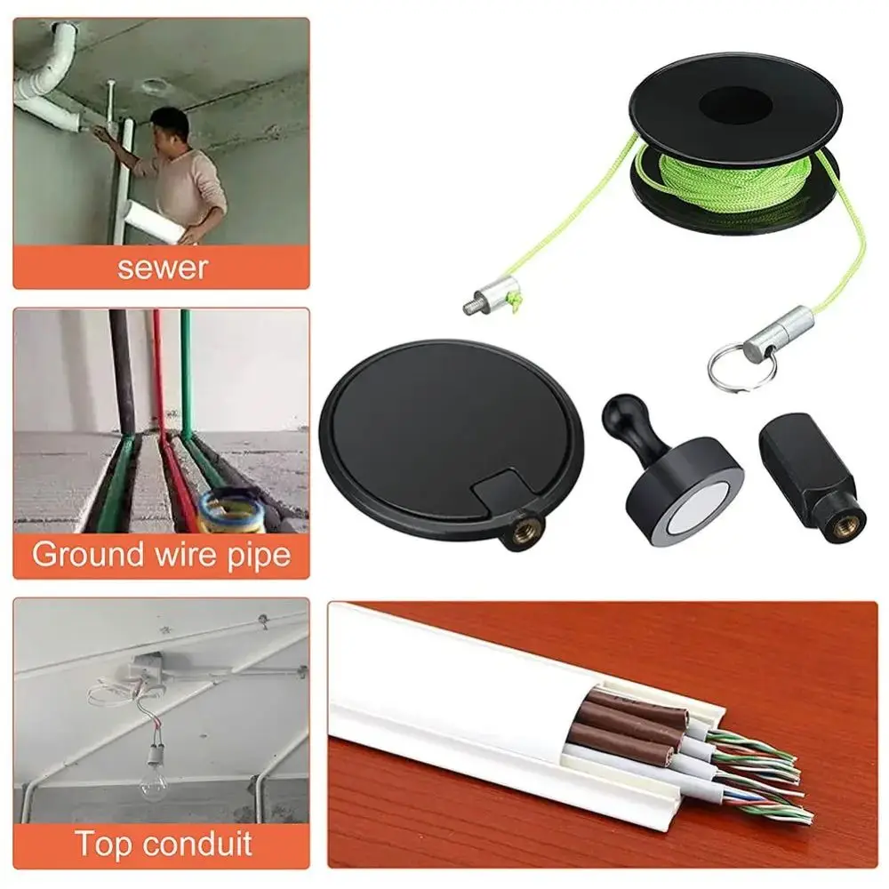 

Easy Use Magnetic Magnetic Cable Puller Durable Heavy Duty Wire Pulling Tool Nylon String Line Cable Threader Network Cable