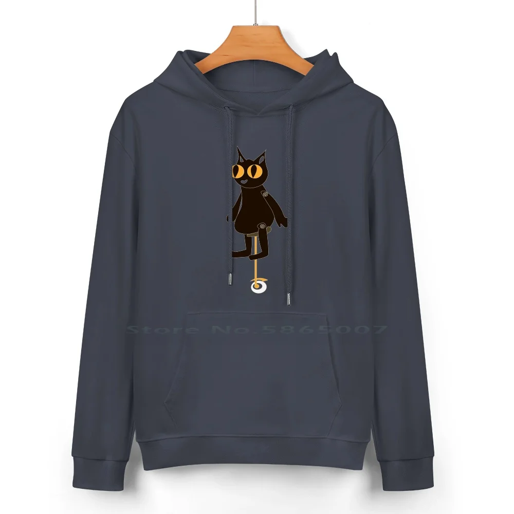 Fran Bow Kitty Pure Cotton Hoodie Sweater 24 Colors Fran Bow Kitty Mr Midnight Cat Game Fanart Cartoon Flat Simple Unicycle